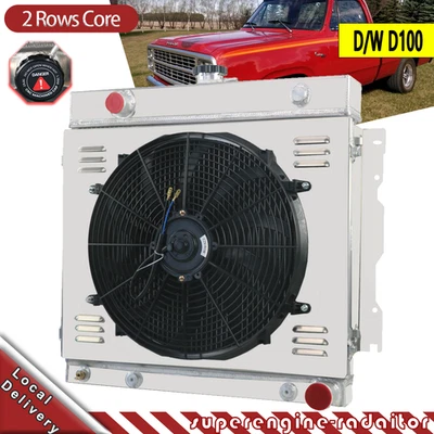 2 Rows Radiator Shroud Fan Kit For 1972-1979 DODGE D/W D100 W200 300 PICKUP V8 Foto 1 de 4