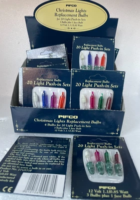 1 pack NOS NEW Pifco xmas christmas tree COLOUR fairy light bulbs 12 V 1.1/0.85W