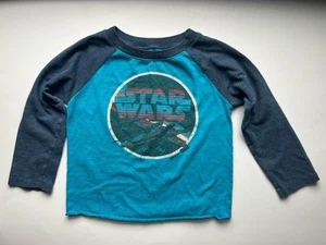 Star Wars Logo Blue Baseball T-shirt Long Sleeve Vintage/Retro-Look Kids Size 4T - Picture 1 of 6