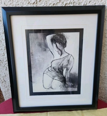 LANIE LORETH FIGURAL  WOMAN  FRAMED  ART PRINT 17" H×15"W - Image 1 of 4