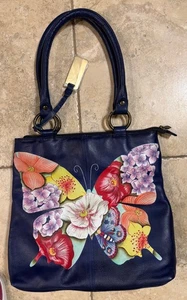 Handtasche Anuschka Schmetterling und Blumen - Bild 1 von 8