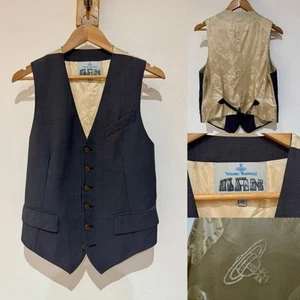 Vivienne Westwood 2011 Slim Fit Grey Orb Monogram Logo Waistcoat 100% Wool M 48 - Picture 1 of 11