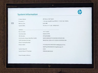 HP Elite x2 G8 Tablet 11th Gen Intel i5-1135G7  8GB RAM 256 GB SSD No O.S. - Image 1 of 4
