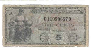 Currency from U.S. Military Payment Certificate, 5 Cents - Picture 1 of 2
