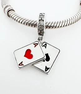 Cartas Cuelgan Dije Poker As Corazones Genuino Plata de Ley 925 💖 - Imagen 1 de 11