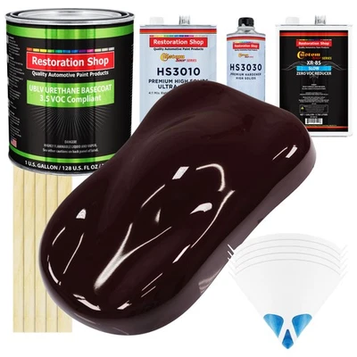 Kit de pintura Royal Maroon bajo VOC SLOW PREMIUM 1 galón capa base de uretano capa transparente Foto 1 de 4