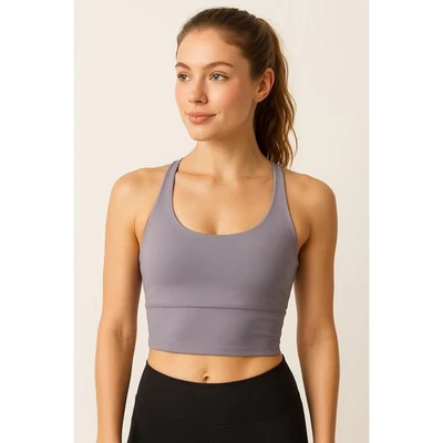 Camiseta sin mangas deportiva corta con tirantes en la espalda - para mujer talla pequeña - gris lavanda Foto 1 de 4