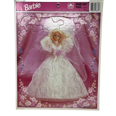 Rompecabezas vintage BARBIE MARCO-BANDEJA por GOLDEN Wedding Bride Mattle 8384 1992 Foto 1 de 4
