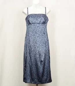 Vintage 90s Y2K Dress Gray Black Floral Dance Prom Whimsygoth Juniors Size 11 - Picture 1 of 6