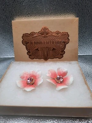 JENNIFER BEHR Peony Flower E Maria Gem Pny Pierced Earrings Original Box Pink  Foto 1 de 4