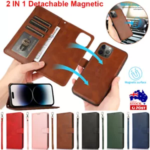 For iPhone 16 15 14 13 12 11 Pro Max XS SE 87 Magnetic Leather Wallet Case Cover - Picture 1 of 91