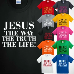 Jesus Way Life Truth Kids T-Shirt Religious Gift Christian Pray Lord God New Tee - Picture 1 of 44