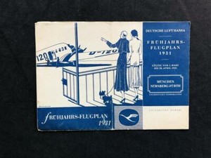 DEUTSCHE LUFTHANSA AIRLINE RARE ORIGINAL 1931 TIMETABLE POSTER BROCHURE BOOK