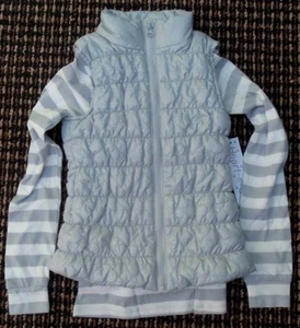 Vest and Top Girls "Puffer" Silver/Gray w/Striped Matching Top Size 6/6x - Picture 1 of 6