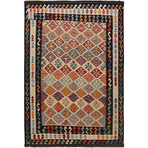 Alfombra de lana tradicional afgana Chobi Kilim tejida a mano de Anatolia 5'8x8'2 pies -W30121 - Imagen 1 de 8