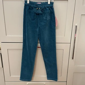 Girls Size 7 Turquoise Bisby Velour Pant NWT - Picture 1 of 6