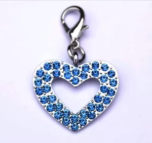 Dije Corazón Azul Perro para Cuello Llavero Bolso Estrás Color Diamante Brillante - Imagen 1 de 2