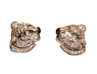 1.74ct Natural round Diamond 14k Rose gold Emerald Anniversary men cufflinks - Image 1 of 4