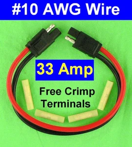 12V SAE #10 AWG Quick Connect Disconnect Electrical Cable Harness Battery Wire - Picture 1 of 7