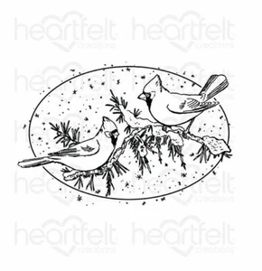 Heartfelt Creations Snowy Pines Collection Snowy Pine Cardinals Cling Stamp - Picture 1 of 4