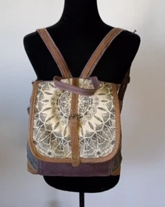 MYRA BAG "Solemne" Mochila Bolso para Libros Lona/Cuero Todo Sostenible/Reciclado - Imagen 1 de 16