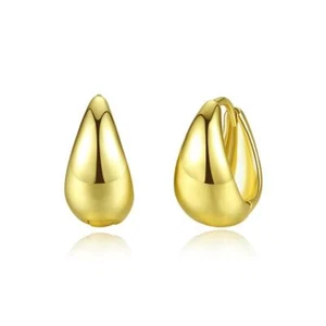 Folding Creole Earrings Rhodium Plated High Gloss Polished Earrings Kids Jewelry - Picture 1 of 6