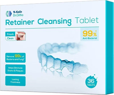 Y-KELIN Retainer Cleaning Tablets - 1 Months 36 Tablets - keeps retainer brite & clean