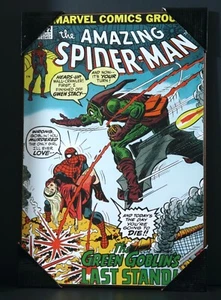 AMAZING SPIDER-MAN #122 vs GREEN GOBLIN Comic Book Cover Wood Wall Plaque Marvel - Picture 1 of 1