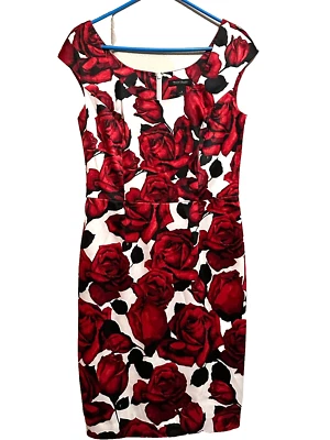 White House Black Market Satin Rose Print Dress Size 8 - Image 1 of 4