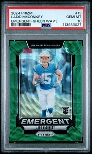 Panini Prizm Ladd McConkey #13 Emergent Green Wave RC 2024 PSA 10 - Imagen 1 de 2