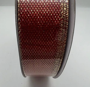 Member's Mark 1.5"w X 50 Yards, Red & Gold Mesh Wired Edged Ribbon - Picture 1 of 4