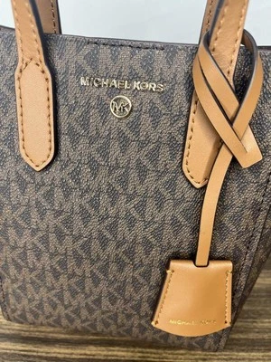 Michael Kors Sinclair Mini Shoulder Bag Brown Leather Signature Pattern - Image 1 of 4