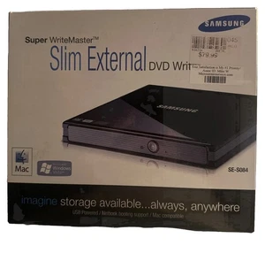 Samsung Super WriteMaster Slim External DVD Writer, model SE-S084 - Picture 1 of 4