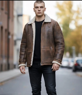 Chaqueta de Cuero Wilsons M. Julian Natural Envejecida Cremallera Completa Forrada Sherpa XL B3 Foto 1 de 4