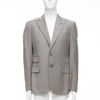 GUCCI 100% wool grey red checkered pocketed boxy long sleeve blazer IT50 L - Image 1 of 4