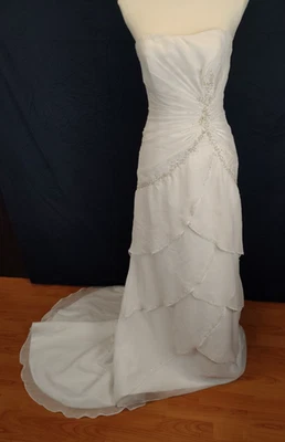 Wedding Dress Size 6 Lace Up Back, Strapless, Beaded & Layered by Maggie Sottero - Image 1 of 4