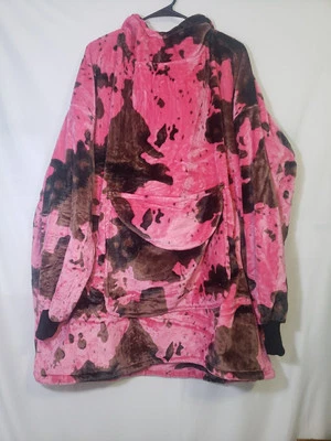 Manta con estampado de vaca rosa y manta portátil sudadera con capucha para adultos - NUEVO Foto 1 de 4