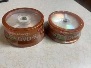 Lot 2 Memorex DVD-R 8x With 4.7GB Compatible Blank Discs 25 Pack -50 Total @2C12 - Picture 1 of 3