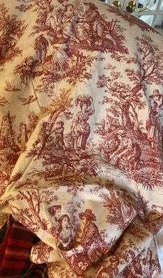 4 Paneles de Cortina de Inodoro Patrón de Inspiraciones Vacilantes Hecho a Mano Country Rojo Francés Foto 1 de 4