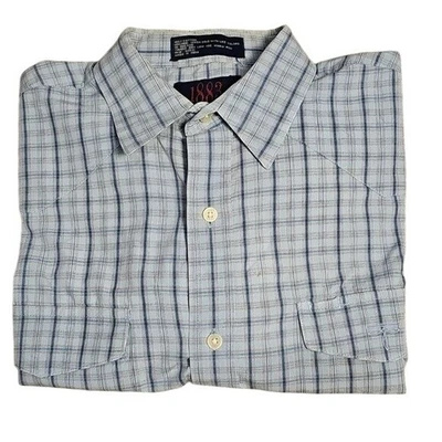 Camisa informal Lucchese azul claro a cuadros con botones para hombre talla grande Foto 1 de 4