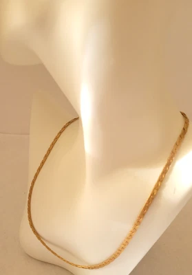 Collar Vintage Estate 1/20 Oro 12k Relleno Bordillo Plano Cadena Joyería 13" Foto 1 de 4