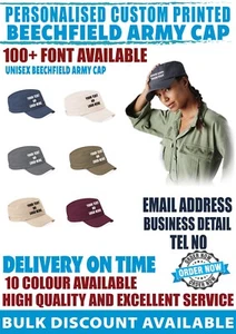 Personalised Printed Custom Text army Military cadet Cap Fishing Hunting Hat - Picture 1 of 8