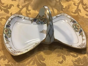 Nippon Hand Painted NORITAKE Flowers Bow Shape Handled Tray, ππ΄ - Picture 1 of 7