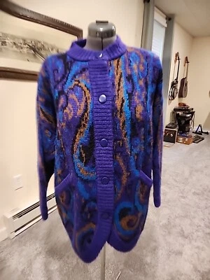 Vintage Marisa Christina Sweater Large Wool Mohair Knit Button Cardigan 80's - Image 1 of 4