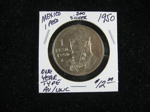 1950 MESSICO 1 PESO .300 ARGENTO UN ANNO TIPO BELLO AU/UNC - Foto 1 di 2