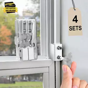 Window Locks,4 Sets Sliding Window Locks with Key, Window Locks for up and down - Picture 1 of 9