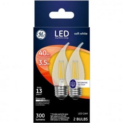 GE 23100 LED Cam Light Bulb, Soft White, Clear, 40 Watts, 300 Lumens, 2-Pack - Image 1 of 2