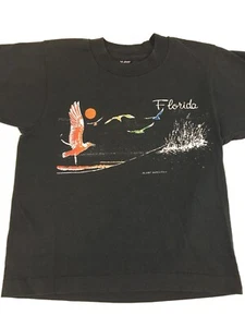 Vintage 1990s Florida Youth Tee Kids 10-12 Rainbow Bird Sarasota Sunset Birds - Picture 1 of 5