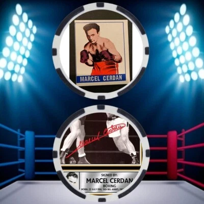 MARCEL CERDAN - BOXING HALL OF FAME - POKER CHIP - ***SIGNED/AUTO*** - Image 1 of 2