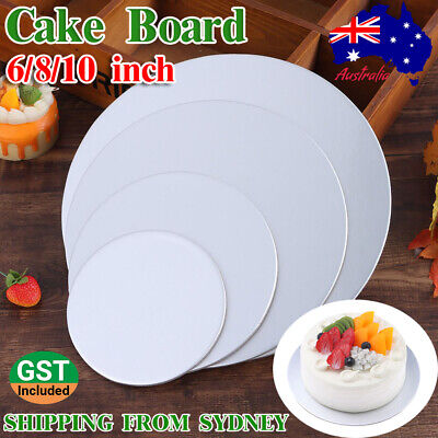 10x Cake Board Silver Round Cardboard 6 /8 /10  Heavy Duty Cake Boxes Boards AU • 6.85$